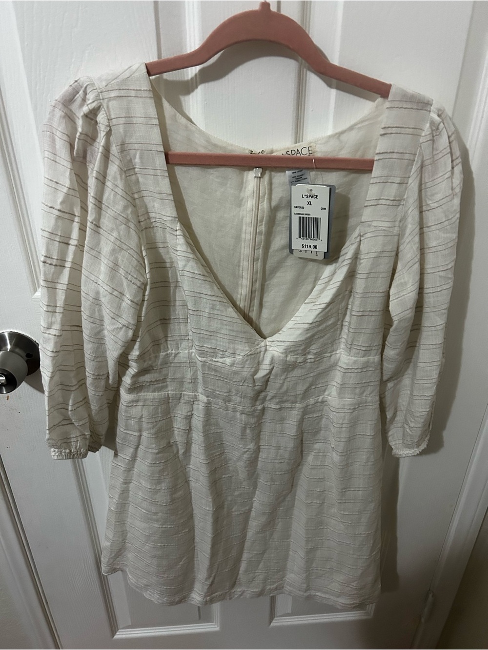 l*space Cream Textured V-Neck Mini Dress